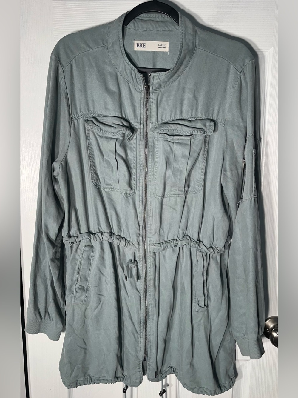 BKE Women’s Lightweight Long Sleeve Field Jacket with Waist Drawstring Large L